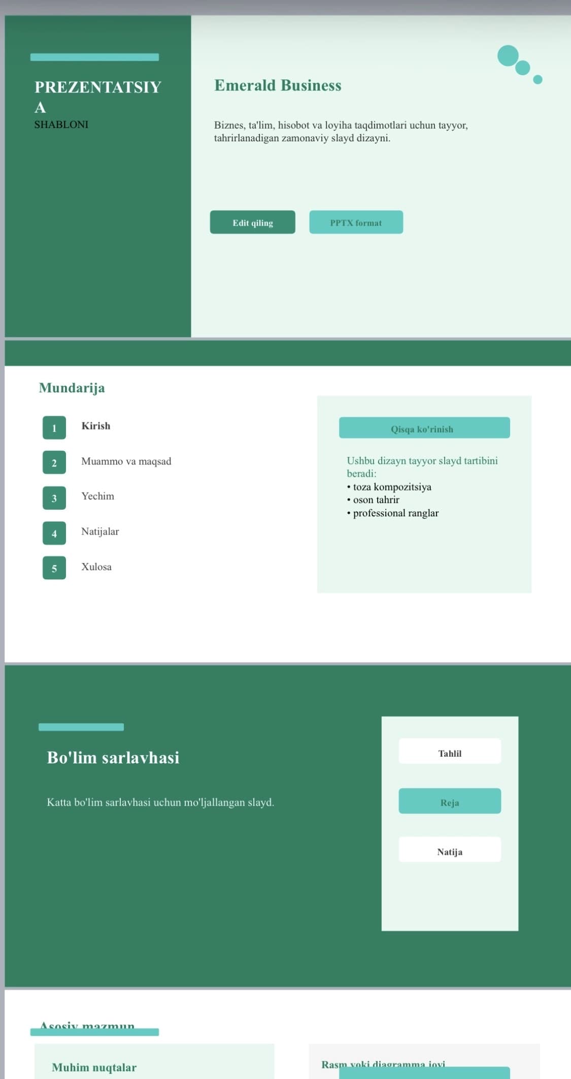 PowerPoint va prezentatsiya shablonlari paketi — 20 ta tayyor dizayn