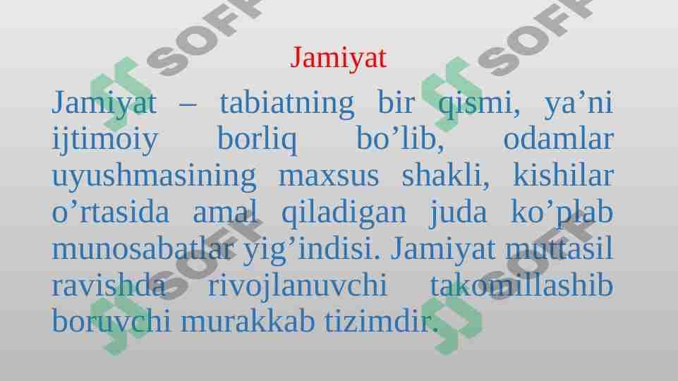 jamiyat va inson falsafasi