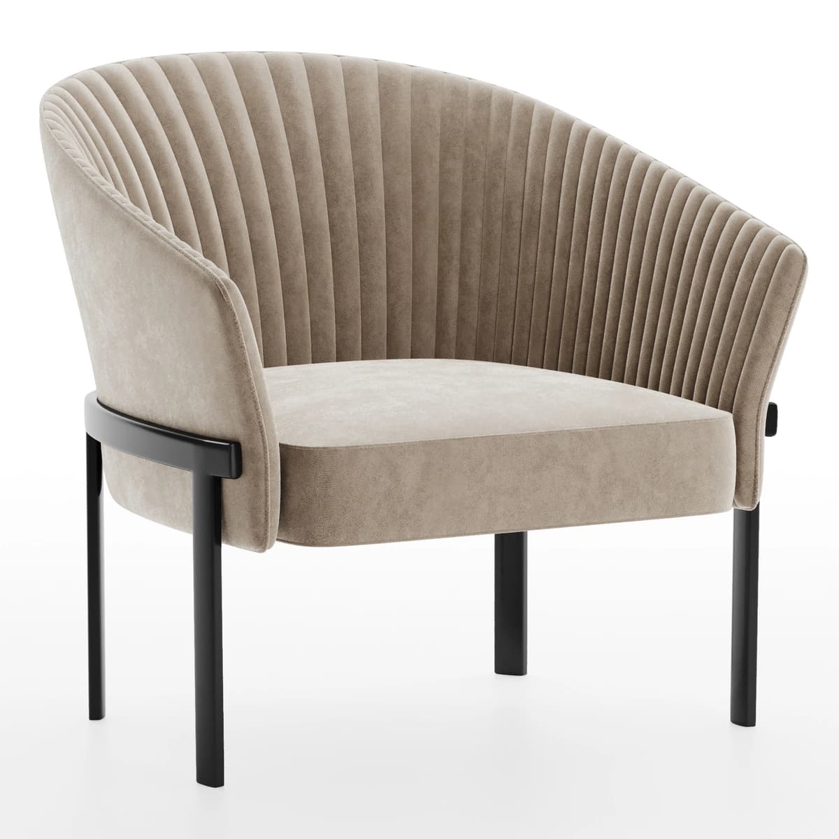 Modern Channel Tufted Velvet Armchair