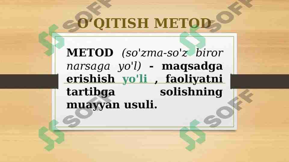 O‘QITISH METOD