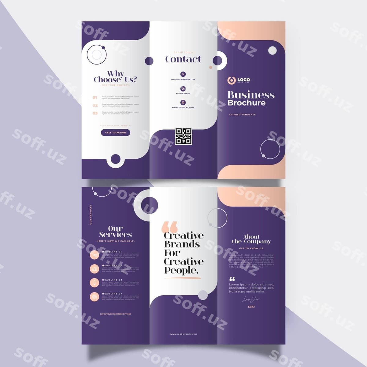 Mavzu uchun uch qirra broshyurа shabloni | Abstract trifold brochure template