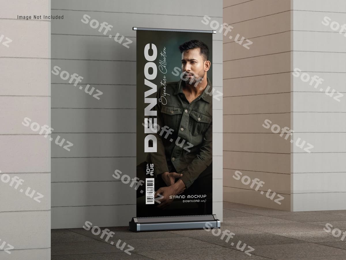 Reklama aylanma stoyoq baner namunasi | Advertising roll up stand banner mockup