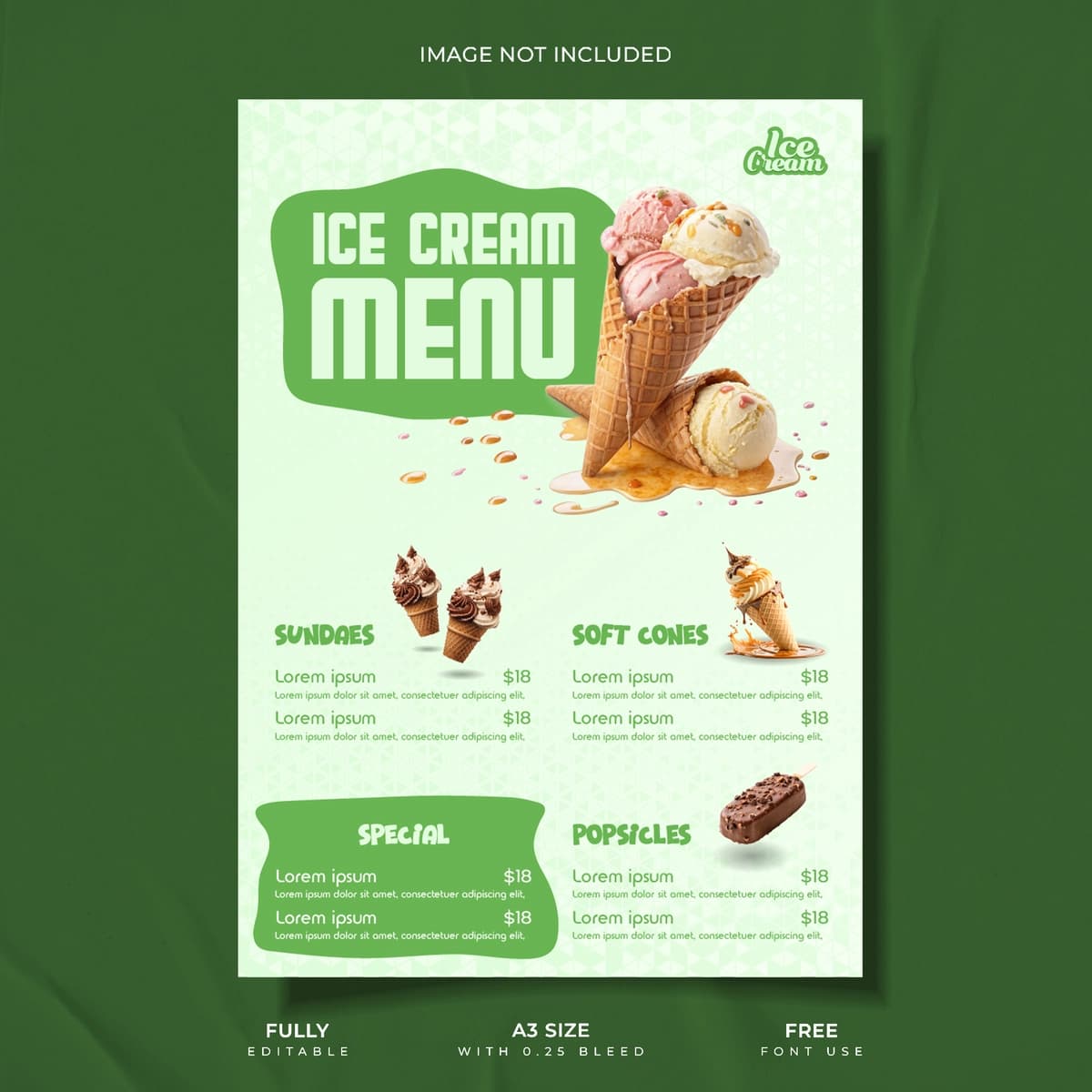 Ijodiy muzqaymoq menyu kartasi dizayni | Creative ice cream menu card design