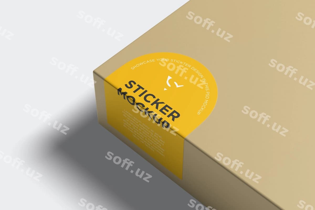Archa shaklidagi stiker mockup qutida | Arch shaped sticker mockup box