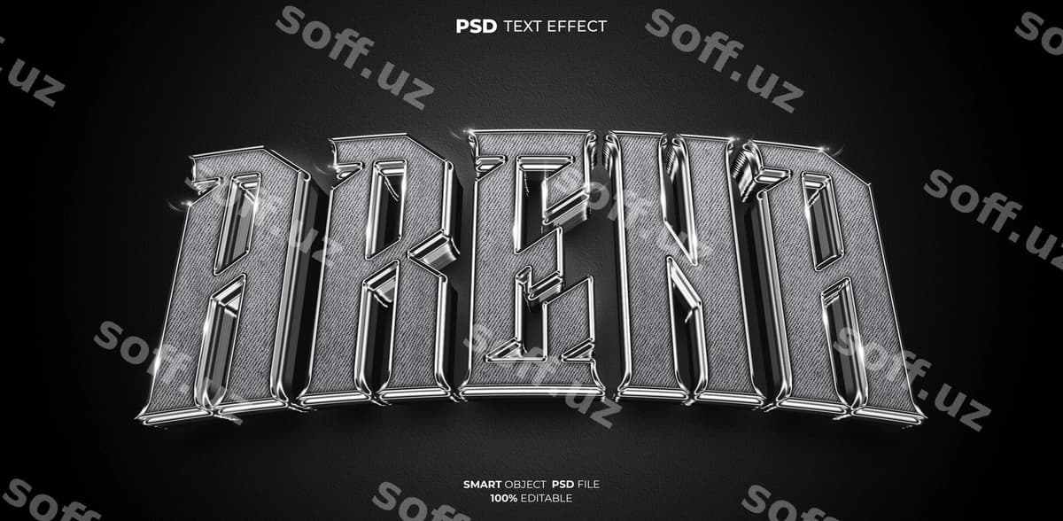 Arena 3-oʻlchovli tahrirlanadigan matn effekti | Arena 3d editable text effect