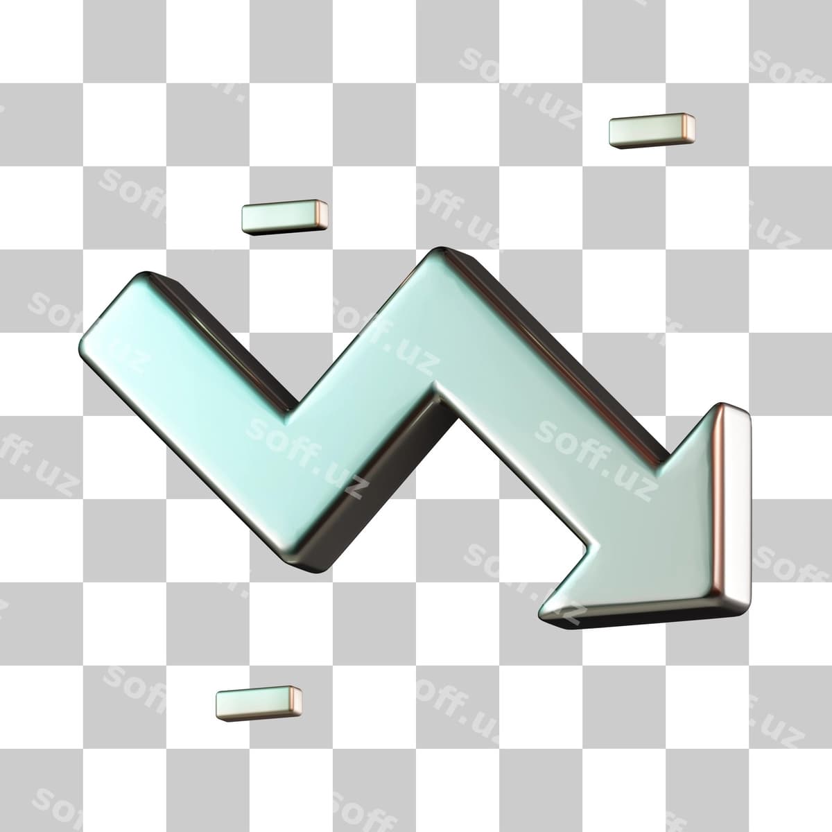 O'stir pastga sxema 3d ikon | Arrow chart down 3d icon