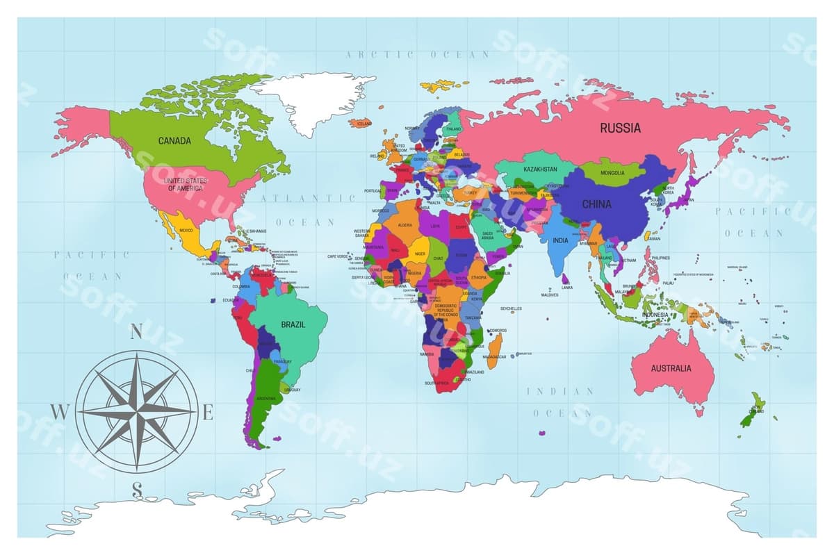 San'atli politik dunyoning xaritasi dizayni | Artistic political world map design