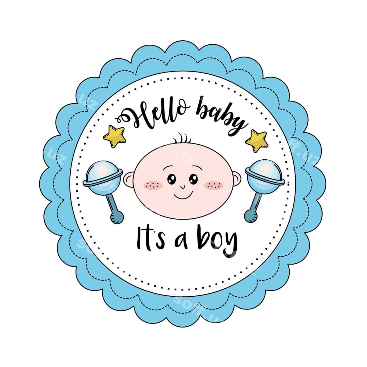 Baby shower gerbida xush kelibsiz, o'g'il bolasi | Baby shower emblem welcome boy