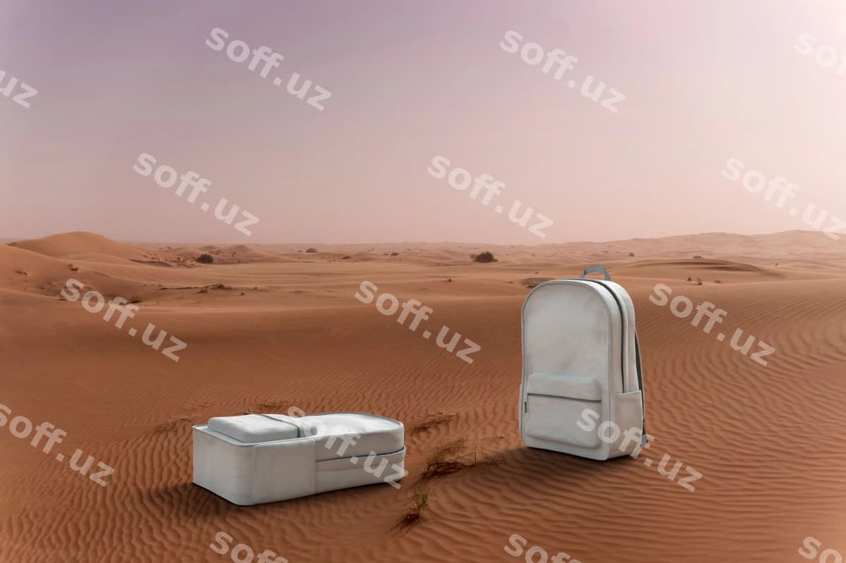 So'moqcha chizgichi cho'lon qumloxı | Bag mockup desert