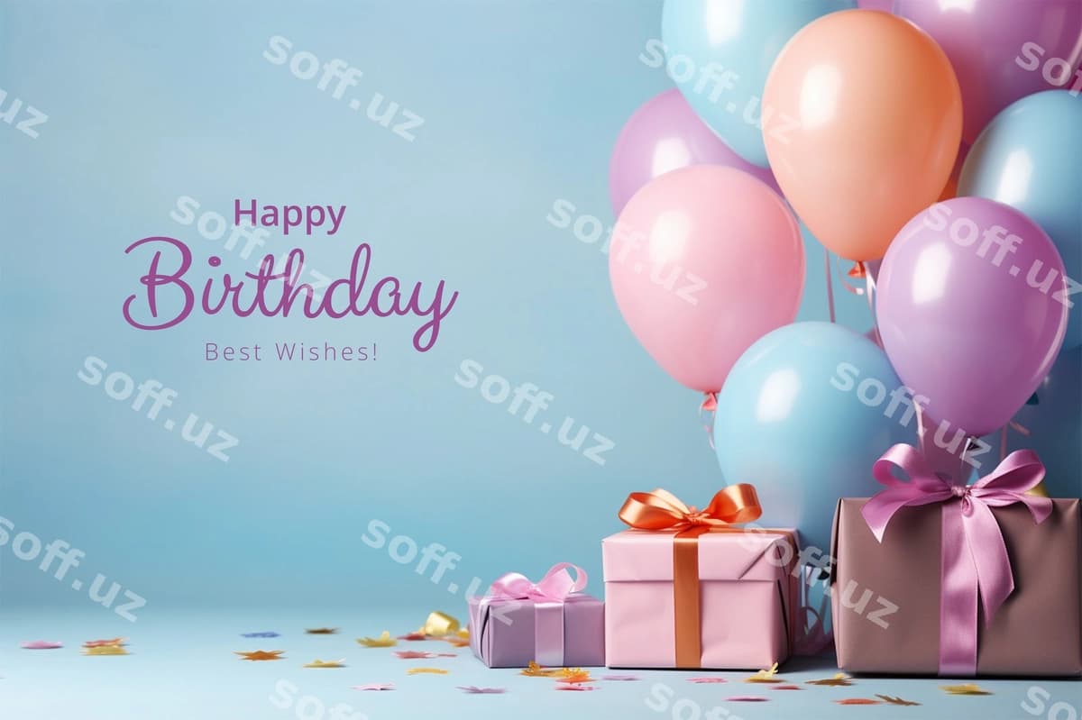 Tug'ilgan kun orqa fonda sharqillar va sovg'alar | Birthday background with balloons gifts