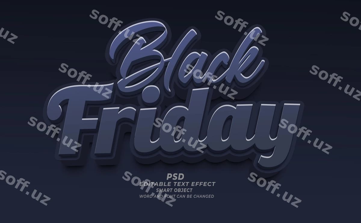 Black Friday psd 3d tahrir qilish mumkin matn effekti | Black friday psd 3d editable text effect