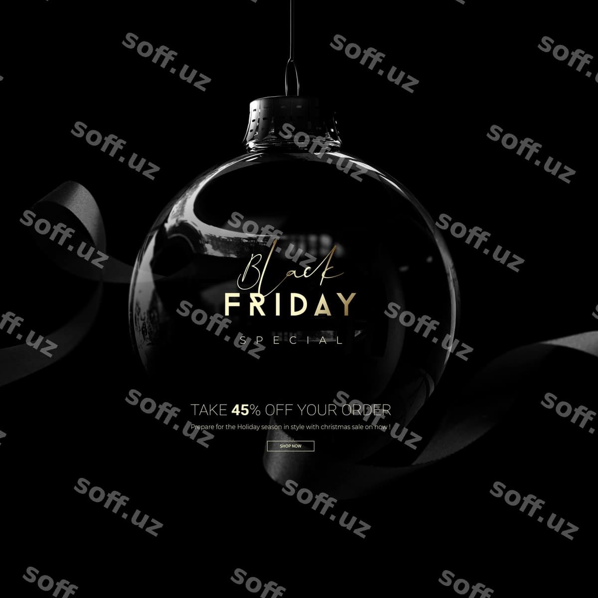 Qora Juma sotuvi bezmesi 3D render | Black friday sale bauble 3d rendering