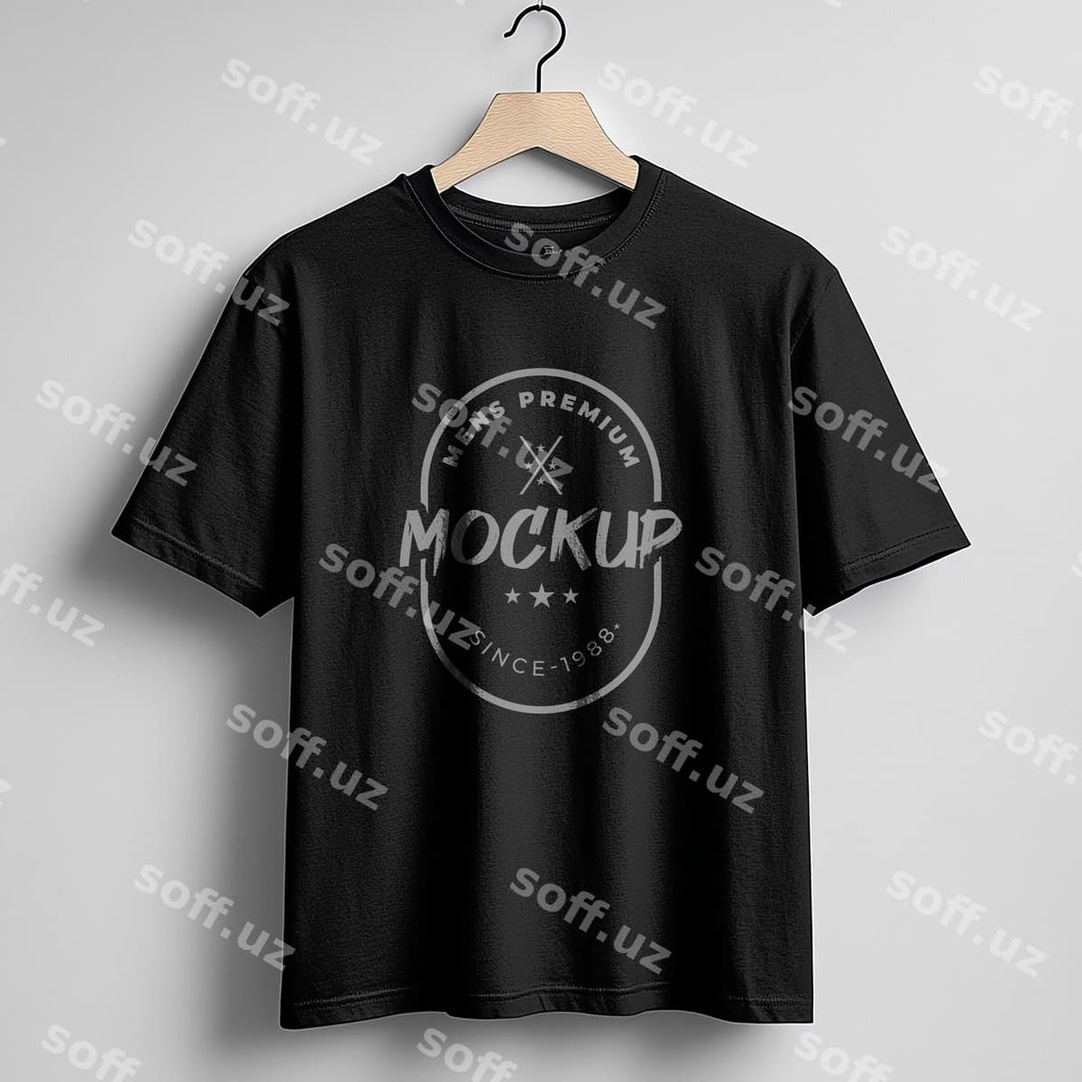 Qora futbolka dizayn mockup PSD | Black tshirt design mockup psd