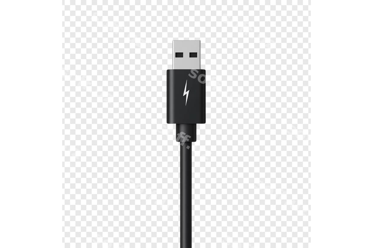 Qora usb kabel chirg'li ikon bilan | Black usb cable with lightning icon