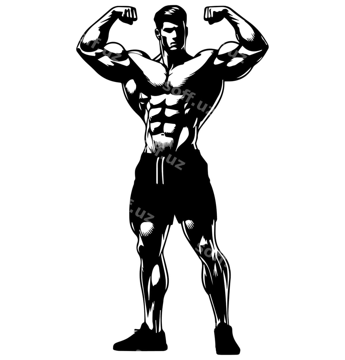 Qora oq jism quruvchi siluet dizayni | Black white bodybuilder silhouette design