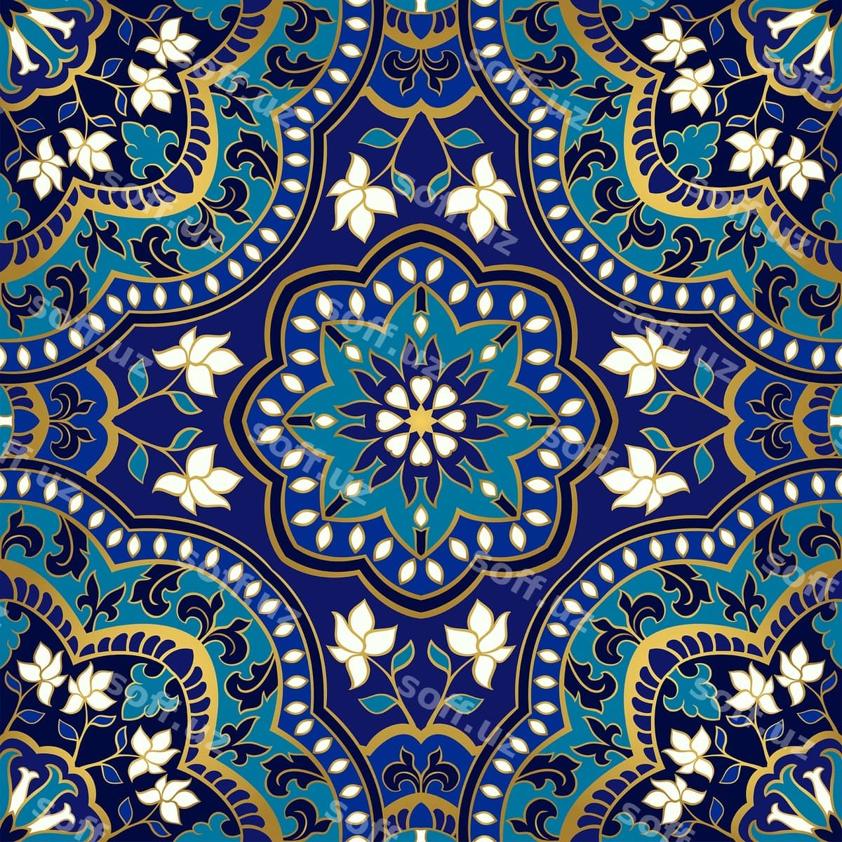 Ko'k gulli naqsh | Blue floral pattern