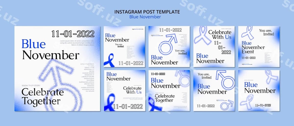 Ko'k Noyabr bilimli bo'lish Instagram posti | Blue november awareness instagram post