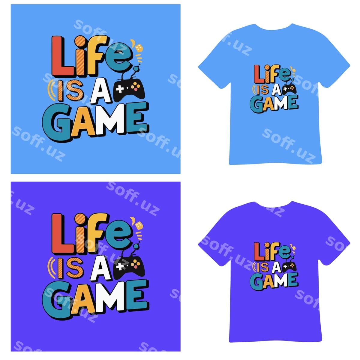 Hayot tasvirlangan ko'k ko'ylak - bu o'yin, bu o'yin | Blue shirt with life is game that is game