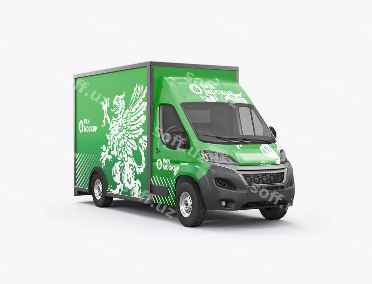 Qutili yuk mashinasi namunasi | Box truck mockup