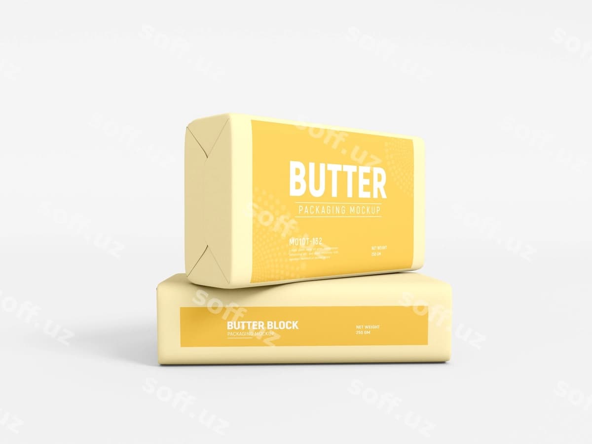 Sariyiq blok bar qadoqlash namunasi | Butter block bar packaging mockup