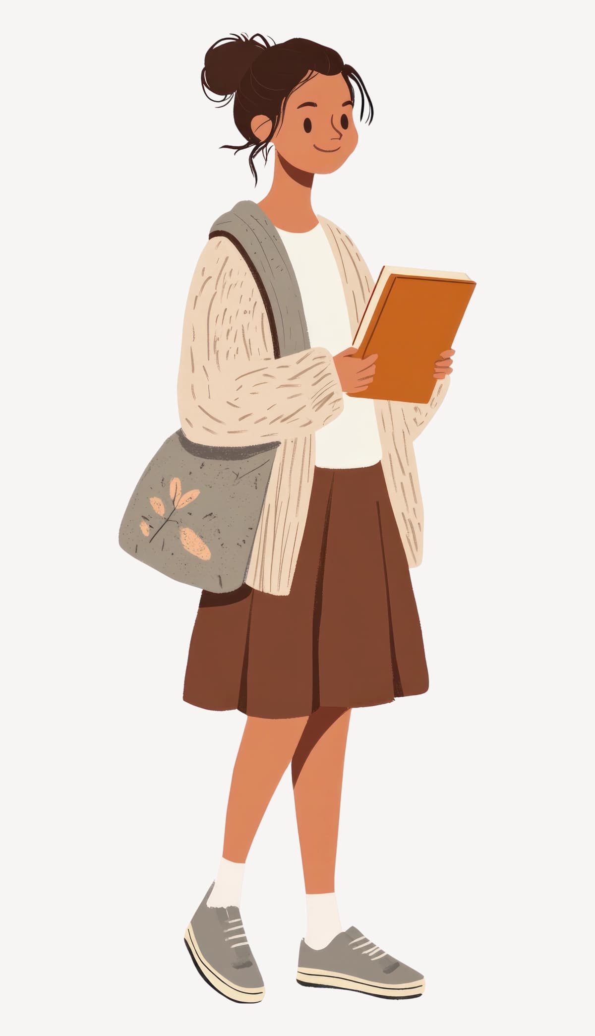 Talaba qizning yubka kitobi tasviri vektori | Student girl skirt book illustration vector