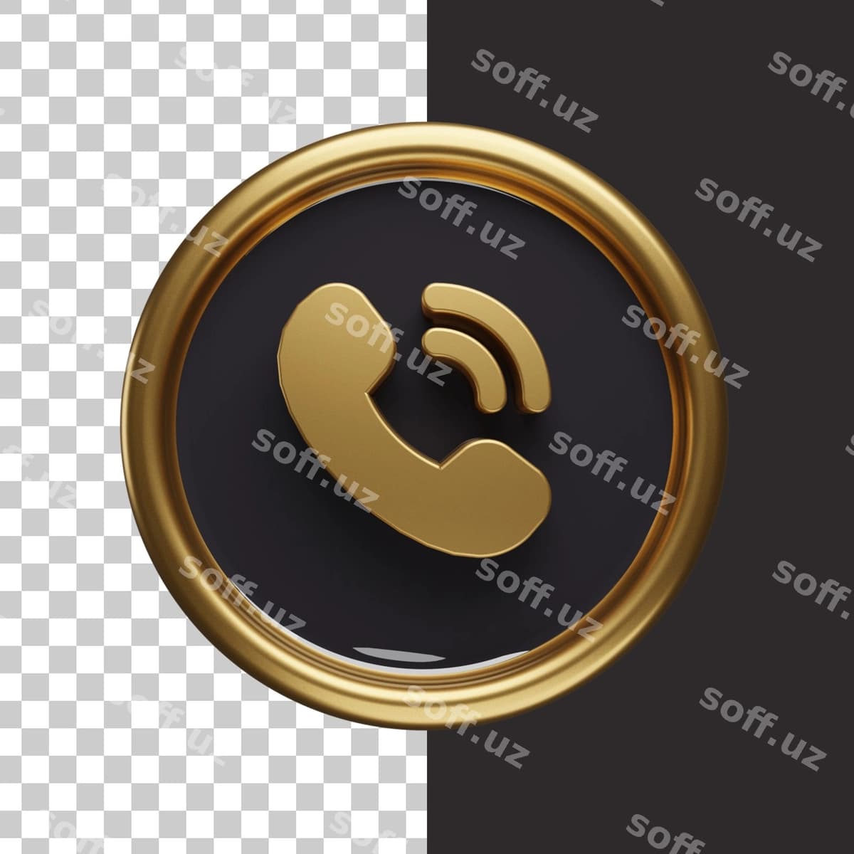 Qo'ng'iroq ikonasi oltin 3D | Call icon gold 3d