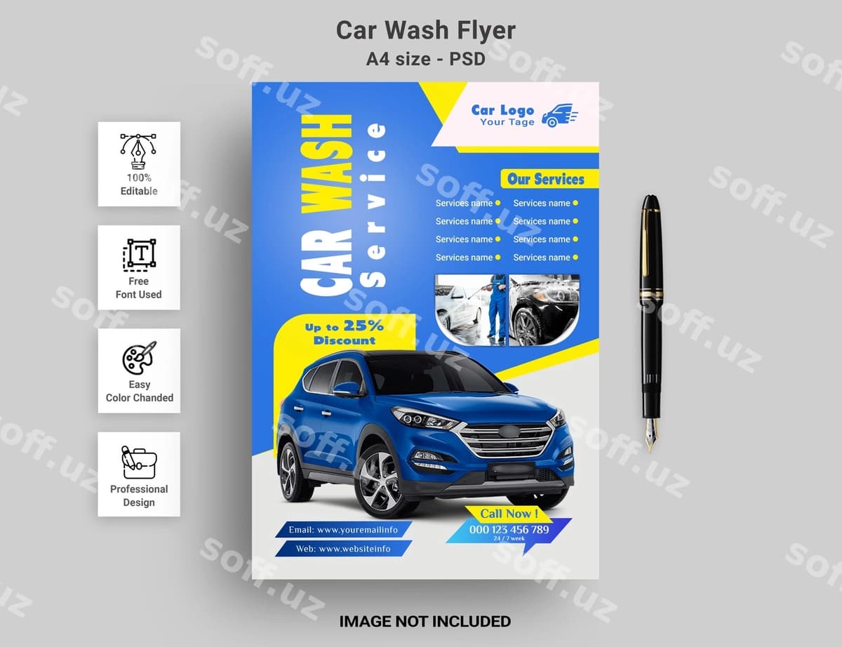 Avtomobil yuvish xizmati flyer promotsiyasi | Car wash service flyer promotion