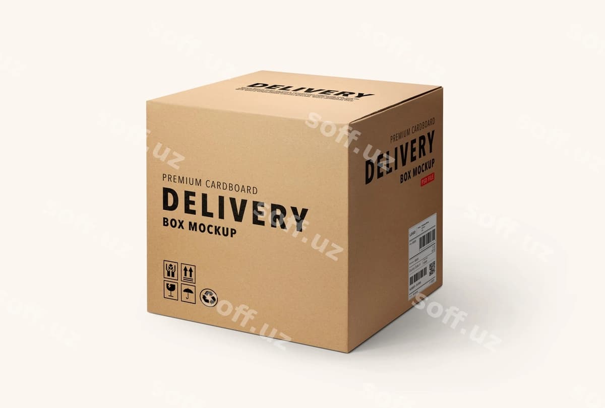 Karton qog'oz qutisi packeta modeli | Cardboard paper box packaging mockup