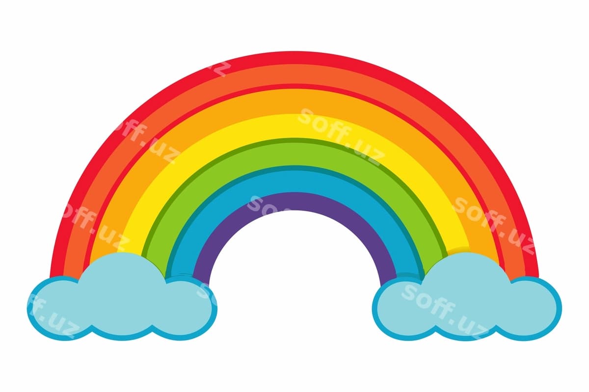 Karyunasiya rangli do'st vektor oq fonda | Cartoon rainbow vector white background