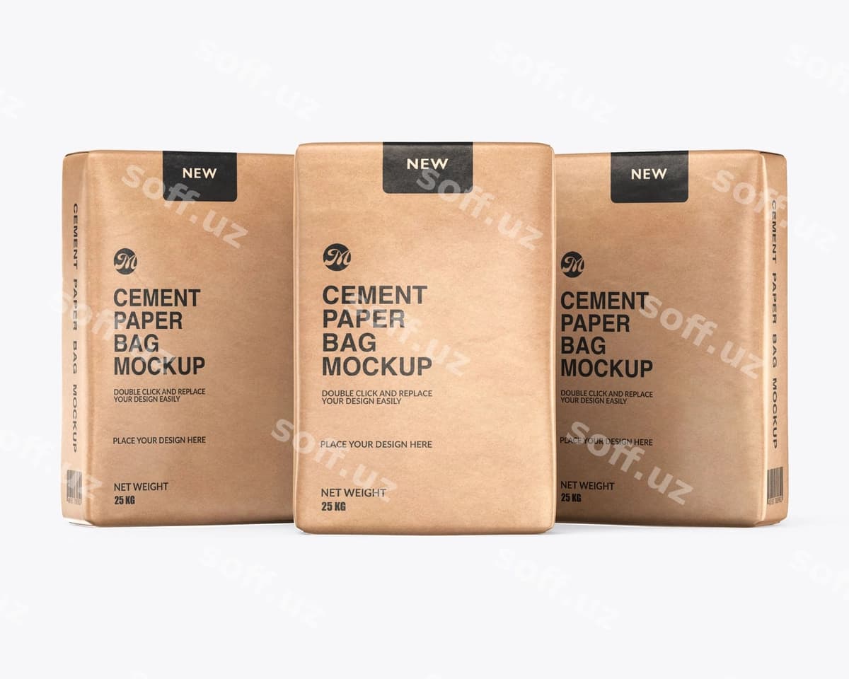 Tsiment qog'oz baglari namuna shablon psd | Cement paper bags mockup template psd
