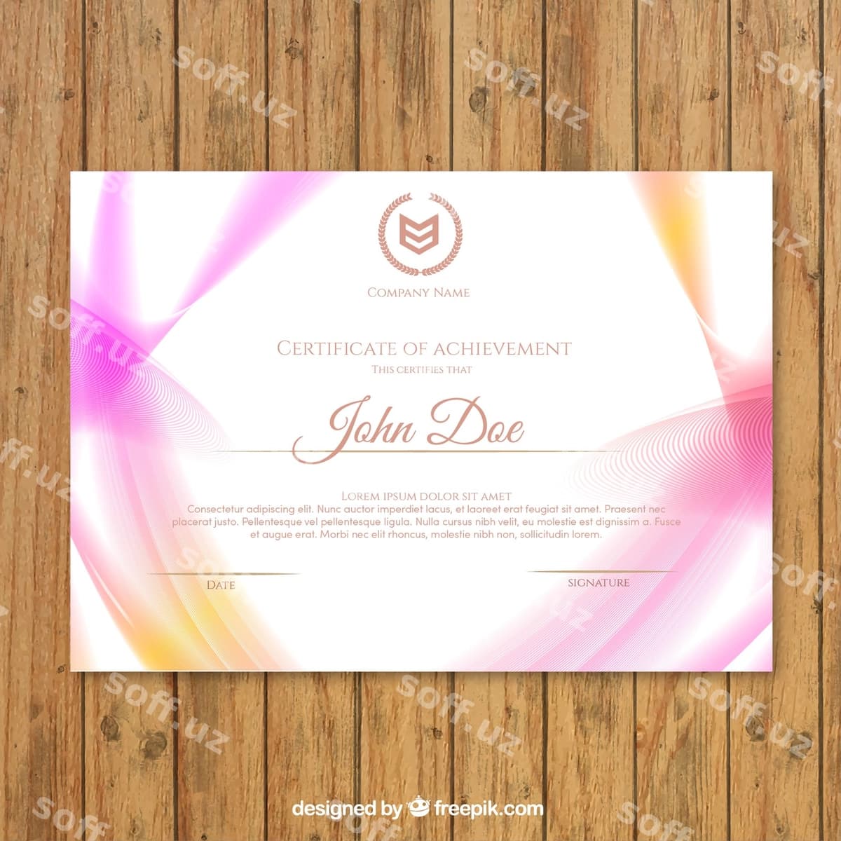 Sertifikat muvaffaqiyati toʻlqinli shakllar bilan | Certificate achievement with wavy forms