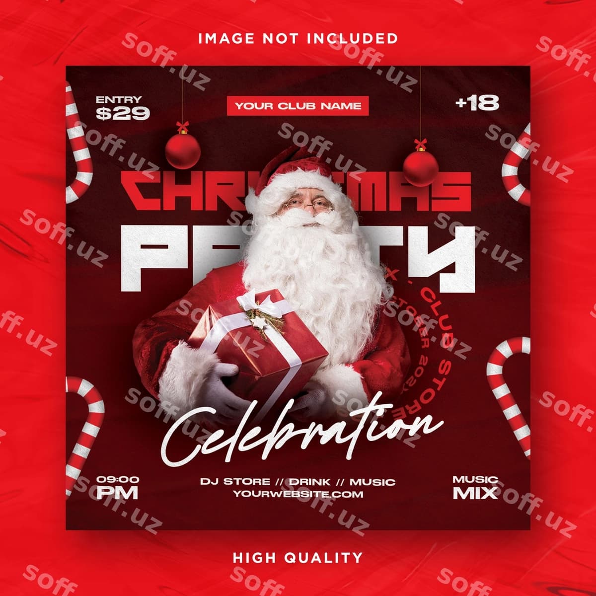 Milod bayrami kecha to'yg'onga flyeri | Christmas celebration night party flyer