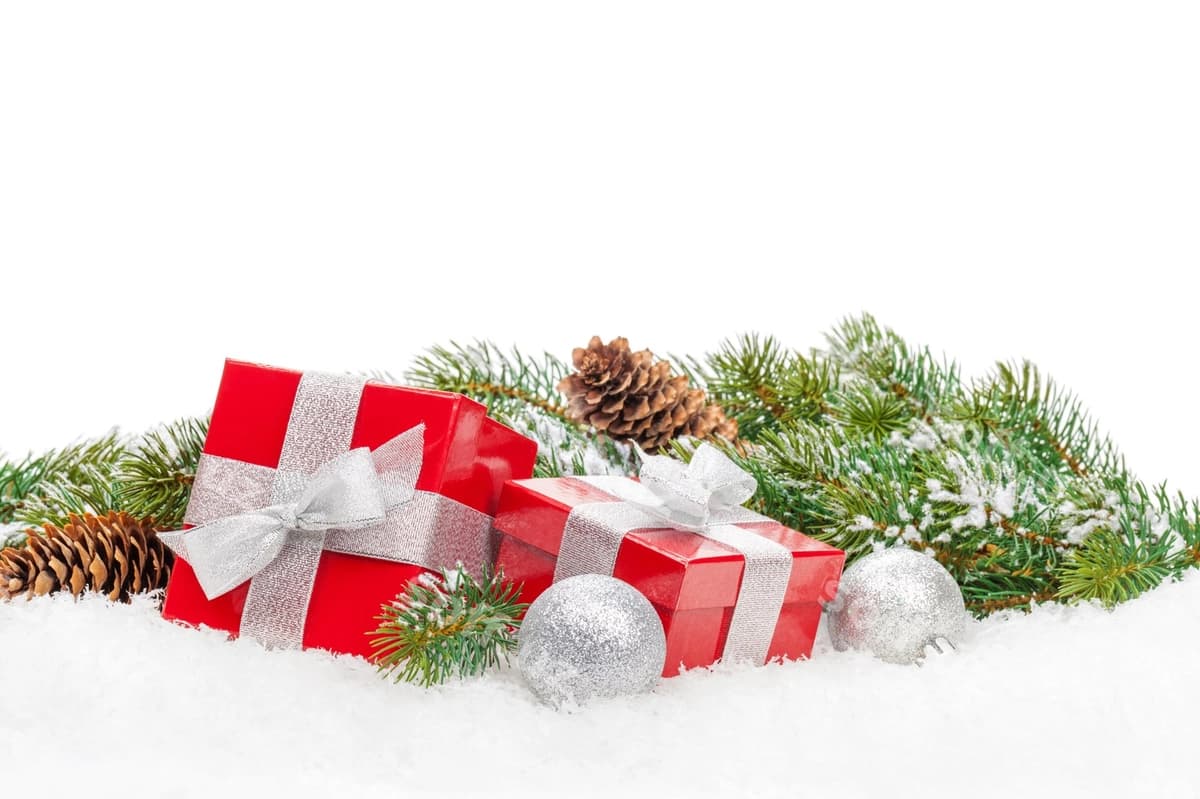 Natal sovg'a qutilari qorli yolka | Christmas gift boxes snow fir tree