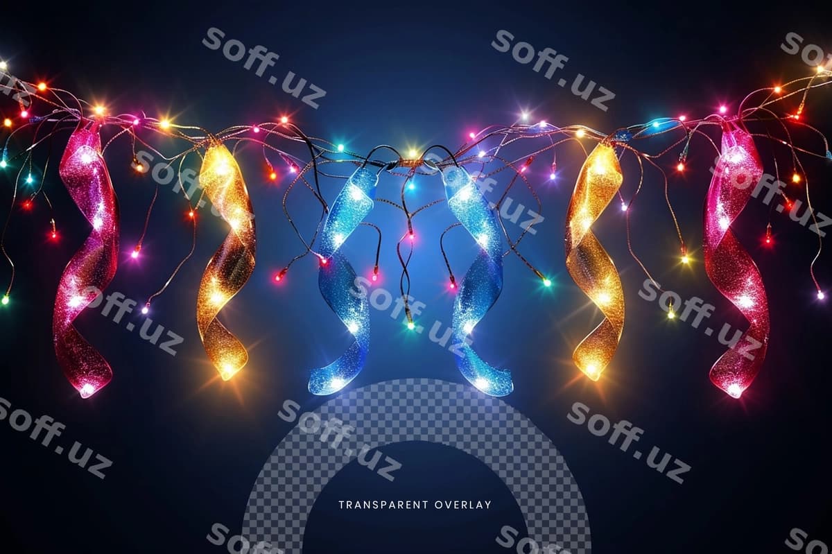 Rojdestvo yoritgichlari shaffof orqa fonda | Christmas lights transparent background