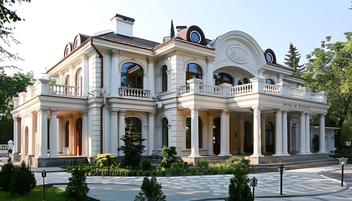 Hashamatli dizayn bog'iga ega klassik uy | Classic house with luxury design garden