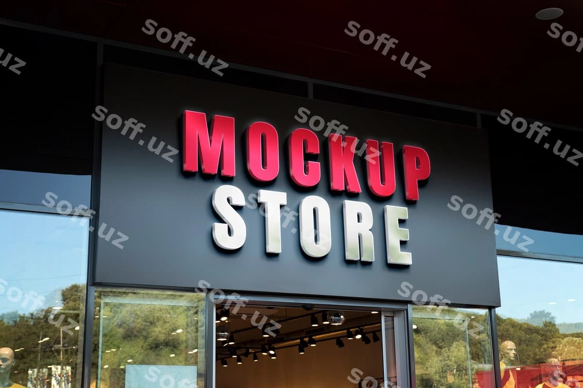 Kiyimlar do'kon shahar belgi namunasi | Clothing store city sign mockup