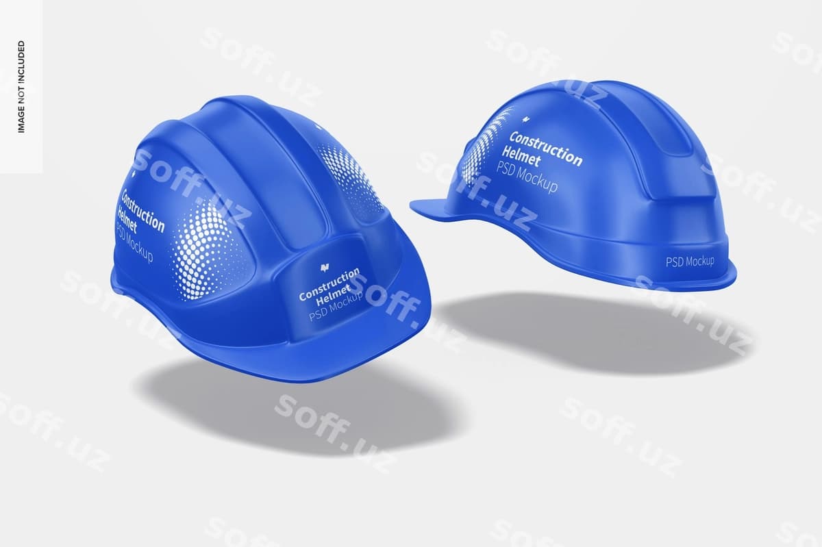 Qurilishboshqozonlari modeli suza | Construction helmets mockup floating