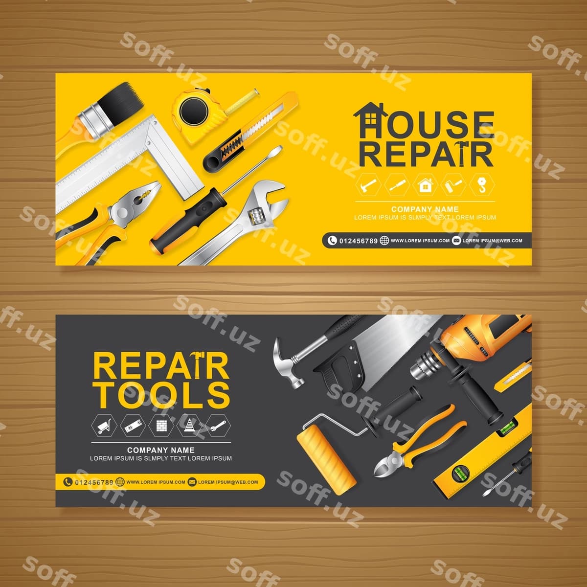 Qurilish asboblari baner dizayn shabloni | Construction tools banner design template