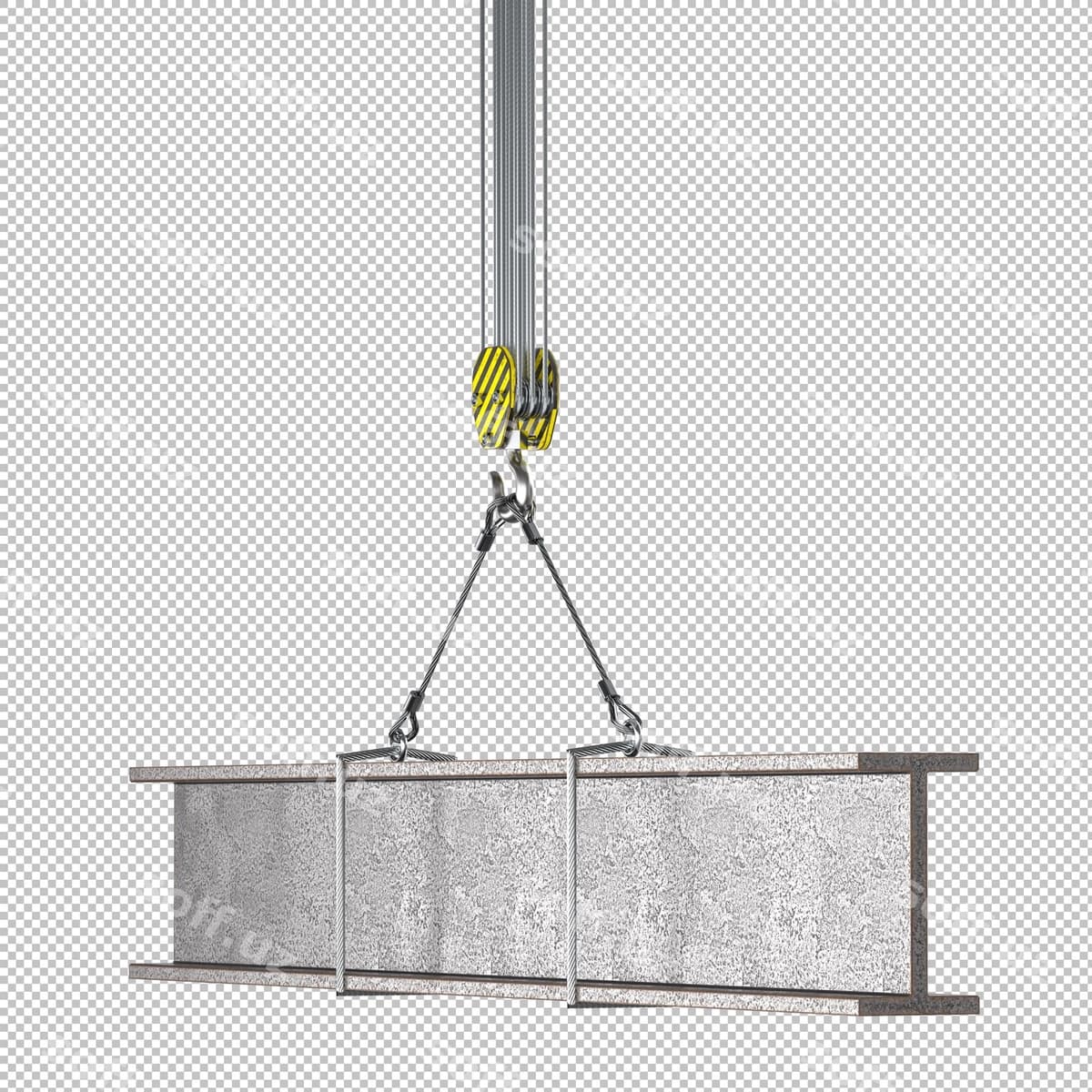 Kran qozoni staliy profil koʻtish 3d ajraltirilgan | Crane hook lifting steel beam 3d isolated