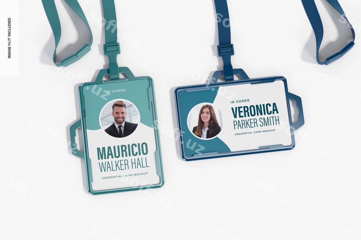 Huquq kartalari namunasi yuqori ko'rinish | Credential cards mockup top view