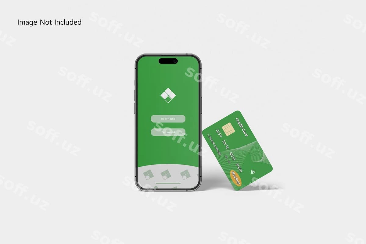 Kredit karta telefon namunasi 3d render | Credit card phone mockup 3d rendering
