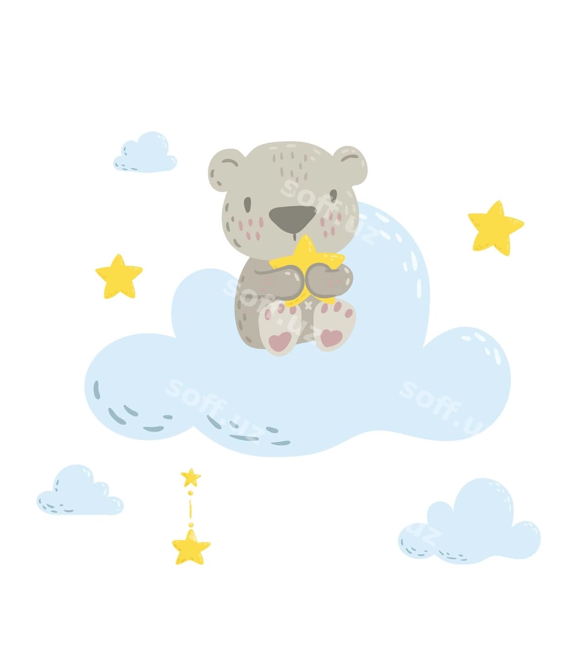 Chiroyli ayiq buluti yulduzni tutgan | Cute bear cloud holding star