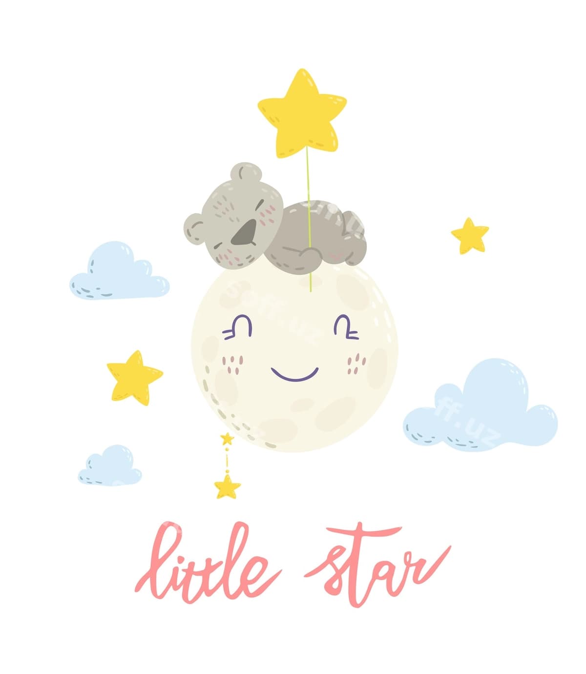 Sevimli ayiq oyda uxlamoqda | Cute bear is sleeping moon