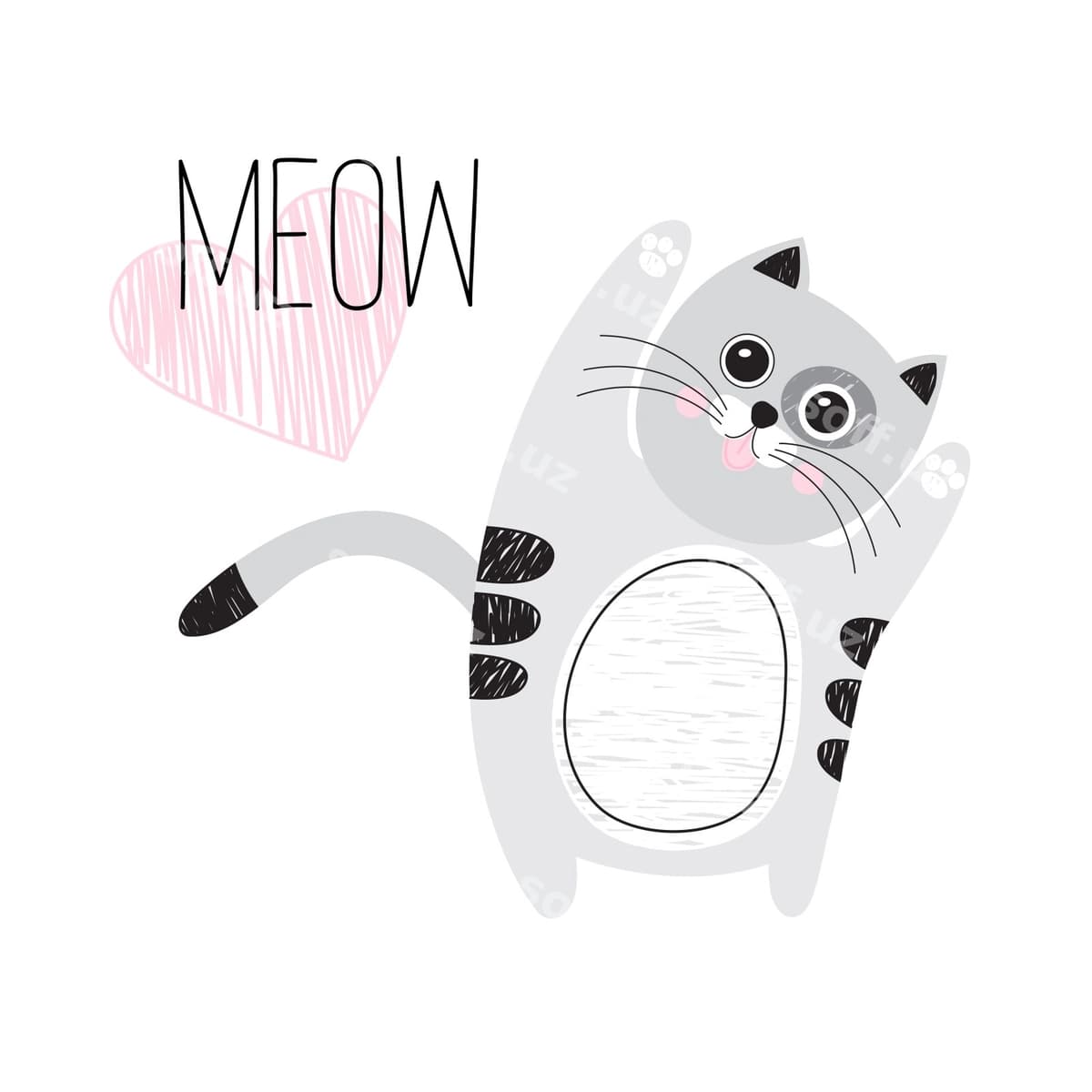 Chiroyli kulrang mushuk oq orqa fonda mew | Cute gray cat white background meow
