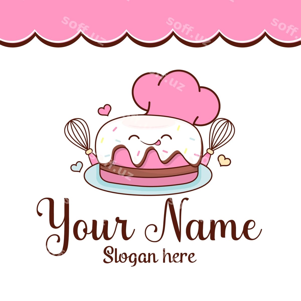 Chiroyli logotip dizayn tort vektori | Cute logo design cake vector