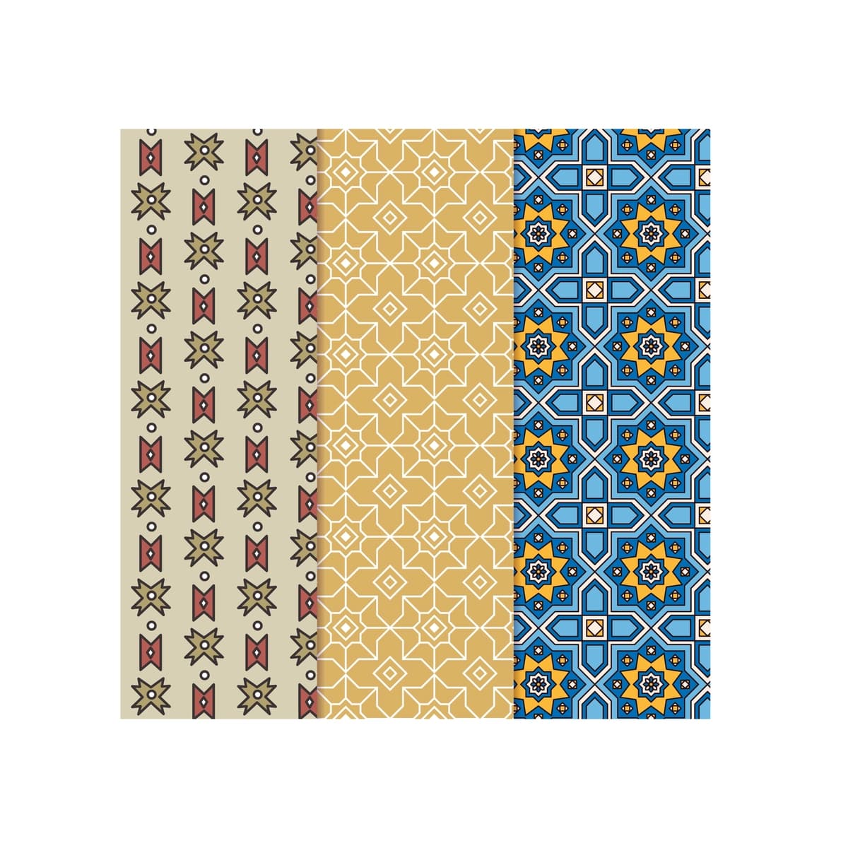 Geometrik gullar to'plami choksiz naqshlar to'plami yorqin rangli | Geometric floral set seamless patternscollection set bright colorful