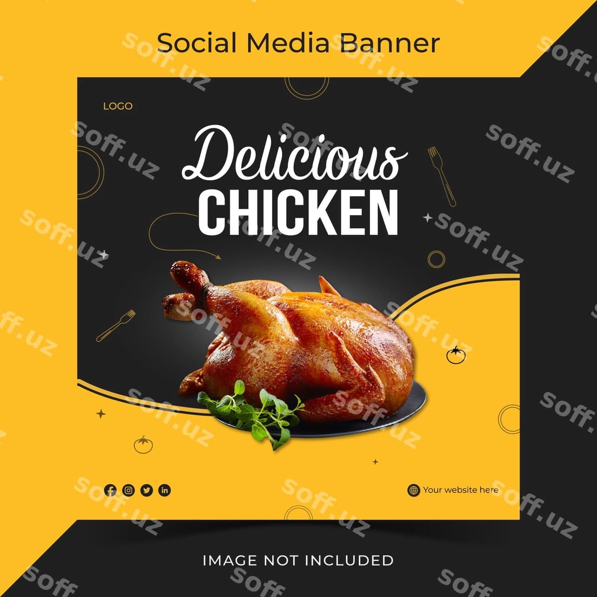 Mamno'a tovuq ijtimoiy media banner | Delicious chicken social media banner