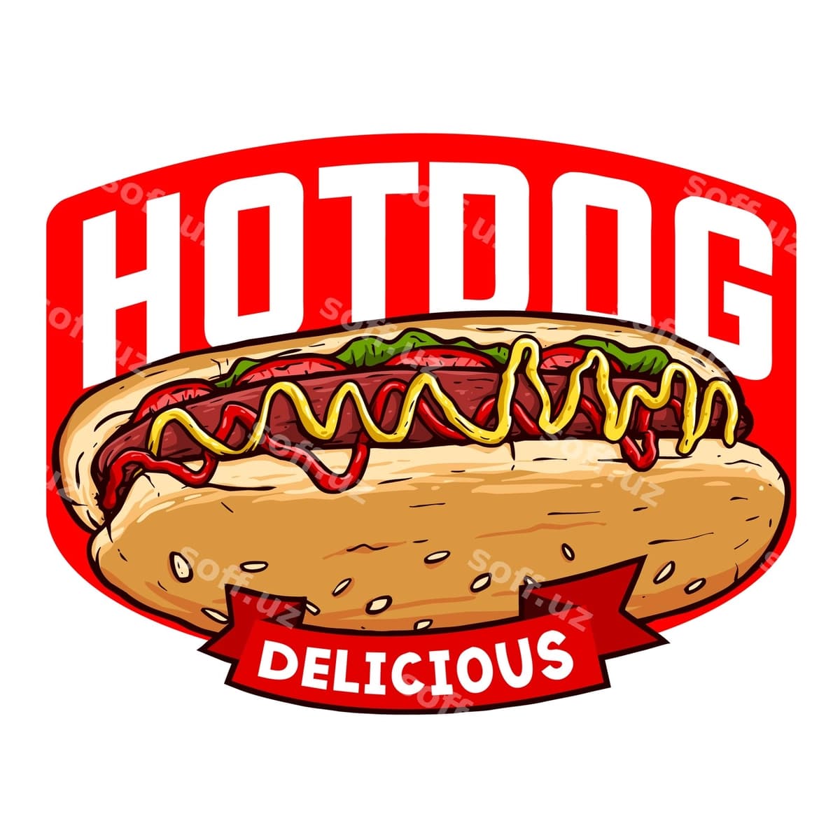 Mazali hot dog logo badjlar | Delicious hot dog logo badges