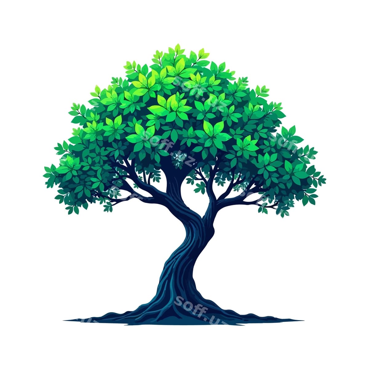 Chizilgan daraxt, uning ichida "daraxt" so'zi. | Drawing tree with word tree it
