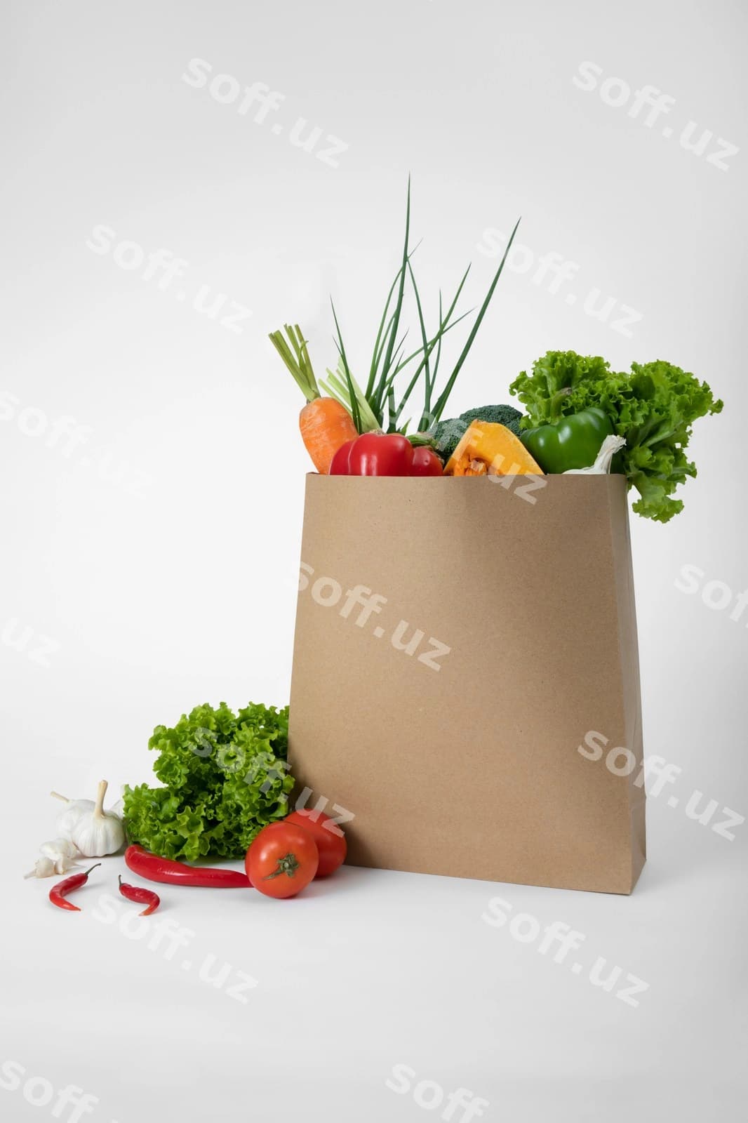 Ekologik do'st katta hajmli qog'oz po'shata namunasi | Eco friendly bulk paper bag mock up